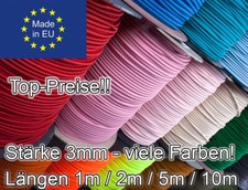 Gummikordel - Hutgummi - Rundgummi - Gummischnur - Gummilitze, hochwertig, 3mm