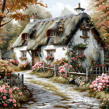 Wandbild Englisches Landhaus Reetdach Deko Bild Wanddeko Dekofliese Wandfliese