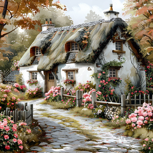 Wandbild englisches landhaus - englisches,