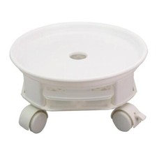 Weißer, runder Pflanzenständer Blumentopf Mover mit abschließbaren Rollen zum Dekorieren