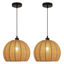 2 stk Hängeleuchte Rattan