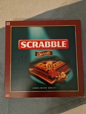 ⭐Scrabble Deluxe mit Drehteller Holzsteinen Brettspiel Mattel ©2000⭐