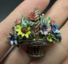 Blumen Korb Silber 925 Brosche