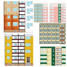 Hochhaus Plattenbau DDR Ost Berlin Vorlagen für Taschentuchbox Modellbau