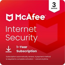 McAfee Internet Security - 3 Geräte - 1 Jahr - Automatische Verlängerung - [Download]