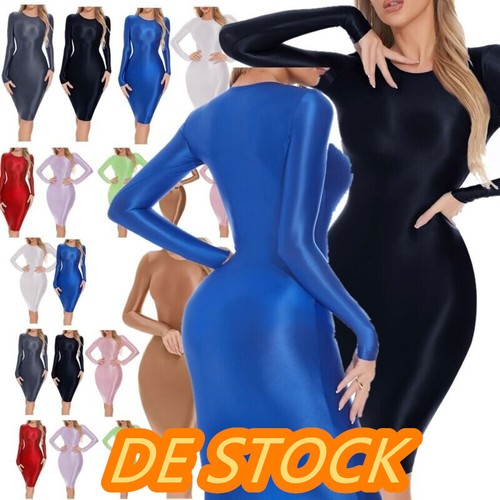 Damen wetlook mini kleid - wetlook,