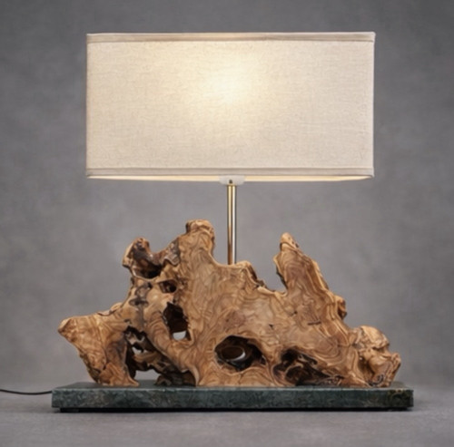 Tischlampe olivenholz - tischlampe,