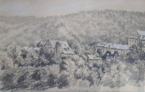 Zeichnung blick auf schloss - zeichnung:,