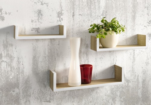 Wandregal natur holz 3er set - 3er,