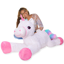 Einhorn Kuscheltier XXL Riesen Plüschtier Mädchen Geschenk Pferd 120cm weiß