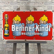 BERLINER KINDL Emailschild 26,8x15,7x0,4" (68x40x1cm) selten Restaurant Bier ...