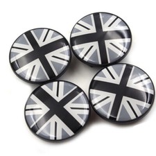 4x 54mm Union Jack UK Flag Mini Cooper Nabendeckel Radkappen Car Logo Schwarz