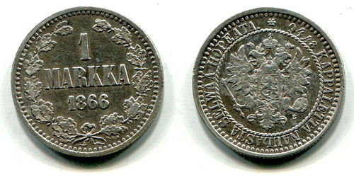Markka finnland 1866 silber - 1,