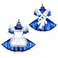 Girl Maid Blue Satin Dress
