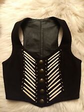 !!! Original PYRATE STYLE - Extravagante schwarze vintage Leder-Weste Gr. 36 !!!