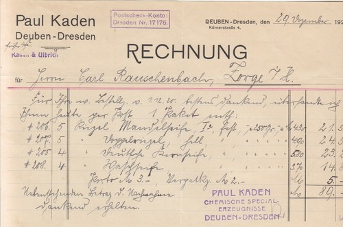 Deuben dresden rechnung 1920 - rechnung,