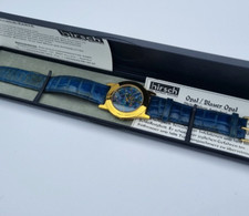 Hirsch Armbanduhr Unisex Opal / Blauer Opal Vergoldet Leder 34 mm
