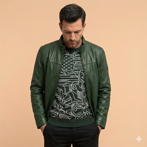 Grün lammleder trendy herren - grün,