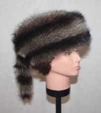 Waschbär Pelz Trapper Mütze Echtfell Jagd Hut Fell Kappe Ski Wandern Fellmütze