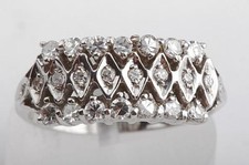 Diamant Ring Altschliffdiamanten Achtkant 14 K 585 Weiß Gold Gr 52 Antik  