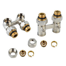 Hahnblock Heizkörper Zweirohr Ventil Eurokonus ECK DURCHGANG 16mm Klemmring