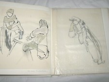 altes STUDIEN - SKIZZENBUCH für Kostüme, datiert 1952,monogr. GH, 40 Zeichnungen