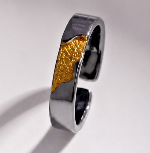 Ring schwarz gold moderner - ring,