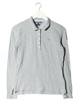 TOMMY HILFIGER Polo-Shirt Damen Shirt Gr. DE 38 hellgrau Casual-Look