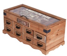 Schaukasten Kasten Holz Vintage Deckeltruhe Schubladen Kiste mit Glasdeckel neu