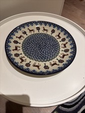 Orginal Bunzlauer Flacher Mittag/Früstück Teller Essteller Handarbeit 23cm Pferd