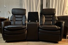 Kinosessel Doppelseitig mit Liegefunktion, Getränkehalter/ Staufach - Kunstleder