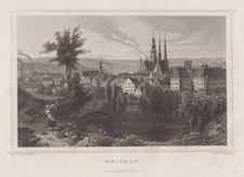 Zwickau Gesamtansicht Original Stahlstich Oeder 1861