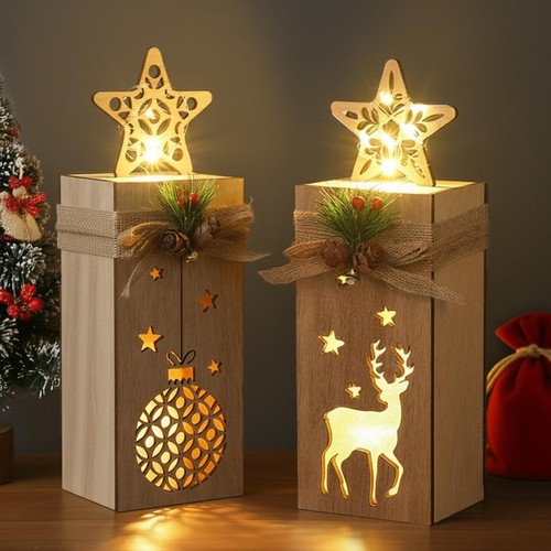 Holz weihnachtsdeko mit led - holz,