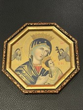 Antike Marien-Ikone mit Jesuskind, gerahmt, 1935, Vergoldet, Mutter Gottes Bild