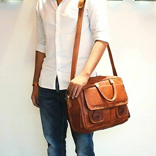 Vintage leder messenger laptop - vintage,