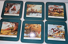 CLOVER LEAF 6 Untersetzer in Hülle Coasters Old Hunting auf Korkplatten 11x11cm