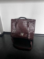 Elegante Aktentasche Businesstasche Kroko-Optik Dunkelbraun A4  Mit Schultergurt
