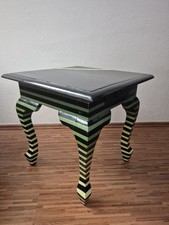 Beistelltisch Unikat, Couchtisch Schwarz Grün aus Holz, Akzenttisch 50×50×50 cm