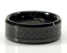 KING WILL Unisex Ring Wolfram schwarz Bandring Wolframcarbid Gr. 55 NEU; K1 925