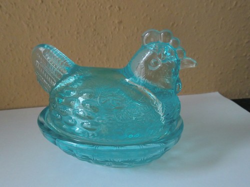 Retro vintage blaue glashenne - blaue,