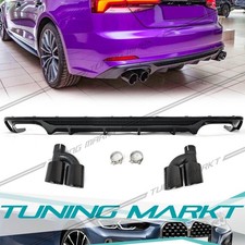Schwarz Heckdiffusor Auspuffblenden für Audi A5 F5 Sportback Coupe S Line 17-20