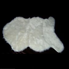 Kunstfell Teppich Deko Fell Sofa Kinder Auto weich 90x60 waschbar weiß Neu (KF1)