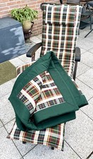 Deck Chair Stuhl Garten Liege Teak Holz + 3 tlg. Auflage + neue Plaid Decke