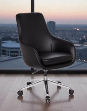 Bürostuhl Chefsessel HJH Office BARENO Echtlederbezug Schwarz (UVP 561,-)