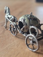 Silber Miniatur Kutsche mit Pferd 800 Handarbeit Vintage Figur Antik 17,54g