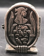 Antike Ägyptische Silber 900 Pillen Dose Kleopatra Hieroglyphen Schutz, Glück 