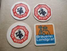 4 alte Bierdeckel Brauerei Landgraf aus Weiden geschlossen seit 1977