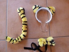 Tierkostüm Set Tiger Kostümset getigert - Ohren Haarreif, Schwanz, Fliege