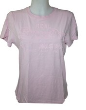DAMEN T-SHIRT SHIRT ROSA HELLROSA KURZARM SUPERDRY SCHRIFTZUG Gr. 40 NEU