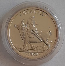 Spanien 1 ECU 1989 - 6,72g Silber 925 PP - Europa auf dem Stier - mit Zertifikat